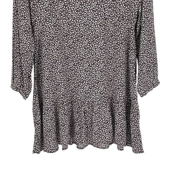 Loft Vine Ruffle Tie Neck‎ Dress Knee Length Long Sleeves Purple Women Size 8 - Picture 7 of 14